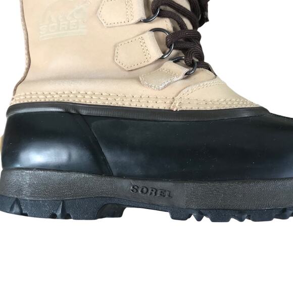 SOREL Kananaskis Winter Boots Women Sz 8 Beige/Black Wool Insole Snow Outdoor - Picture 3 of 14